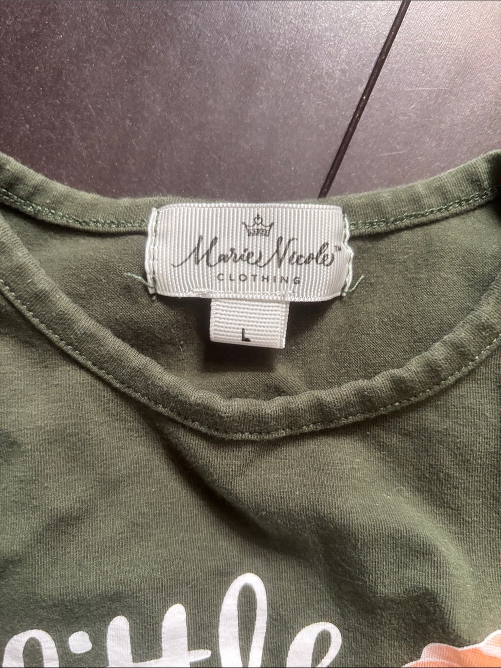 Marie Nicole Pumpkin Spice Green Ruffle Sleeve Top & Pumpkin Print Leggings Set - Picture 2 of 8